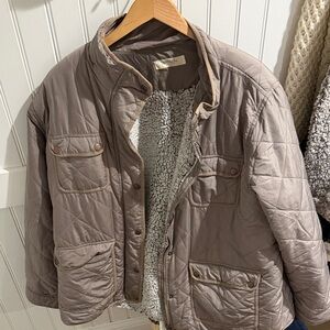 Quilted Green Jacket with Sherpa Lining